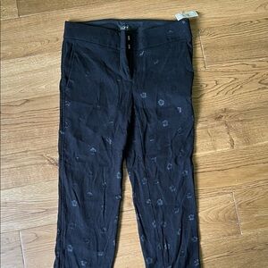LOFT Midnight Black Floral Straight Leg Pants